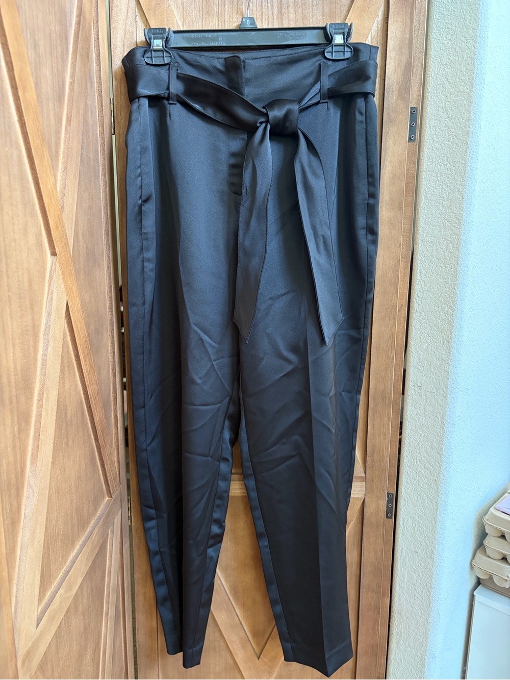 White House Black Market Black Paperbag Tie Waist Trousers
